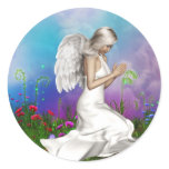 Praying Angel Classic Round Sticker