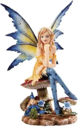 The Magician Fairy Sitting on Mushrooms Statue Figurine