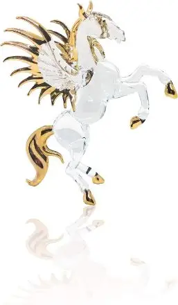 Tiny 5" Clear Gold Rearing Pegasus Mythical Horse Figurine