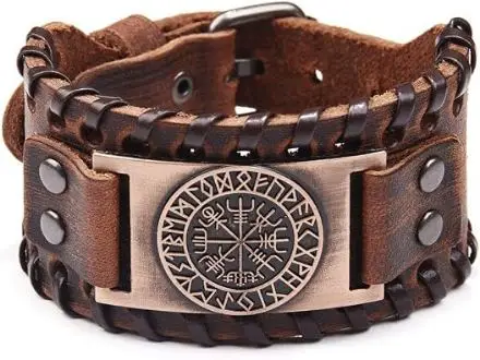 Viking Bracelet Norse Vegvisir - Nordic Bracelet with Runic Compass
