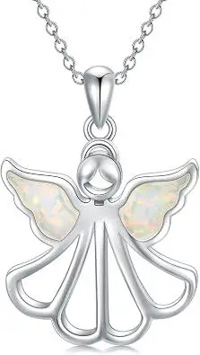 Guardian Angel Necklace for Women Sterling Silver Angel Wings Pendant Necklace