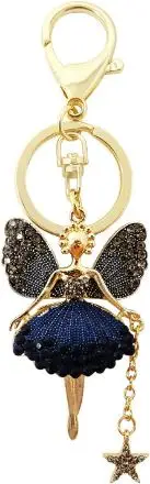 1PCS Rhinestone Butterfly Wing Fairy Keychain Dancing Ballet Sparkling Crystal Keyring