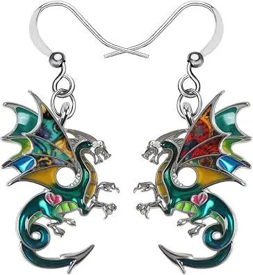 Alloy Dinosaur Fantasy Dragon Earrings