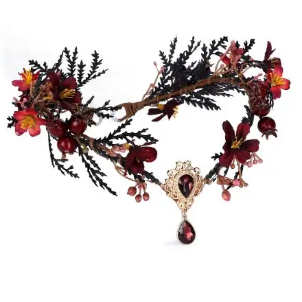 Dark Flower Fairy Crown - Handmade Elf Floral Headpiece Forest Crown