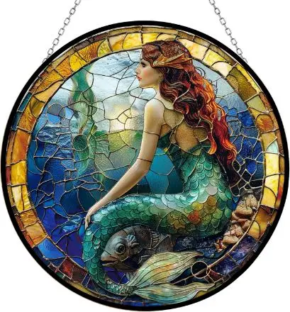 Mermaid Stained Glass Window Hanging Sun Catcher