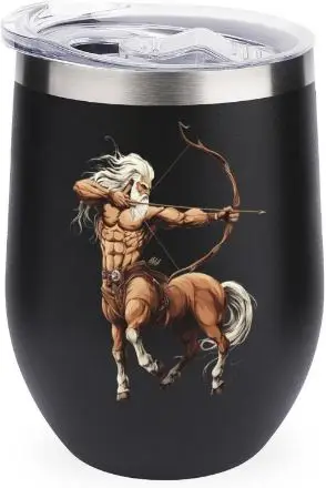 Greek Mythology Deity Centaur Cute Wine Tumbler with Lid Stainless Steel Insulated