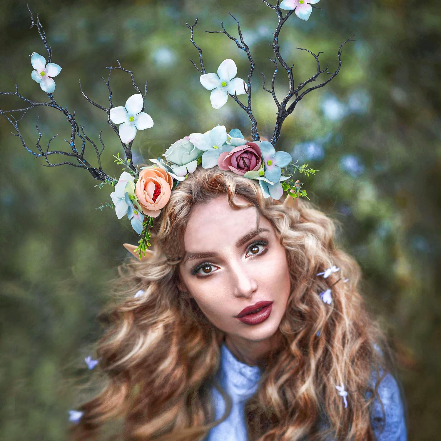 Renaissance Elf Ears with Antlers Crown - Woodland Crown