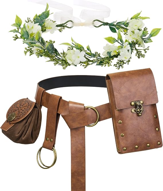 Renaissance Accessories,Medieval Viking Leather Belt Pouch Coin Purse