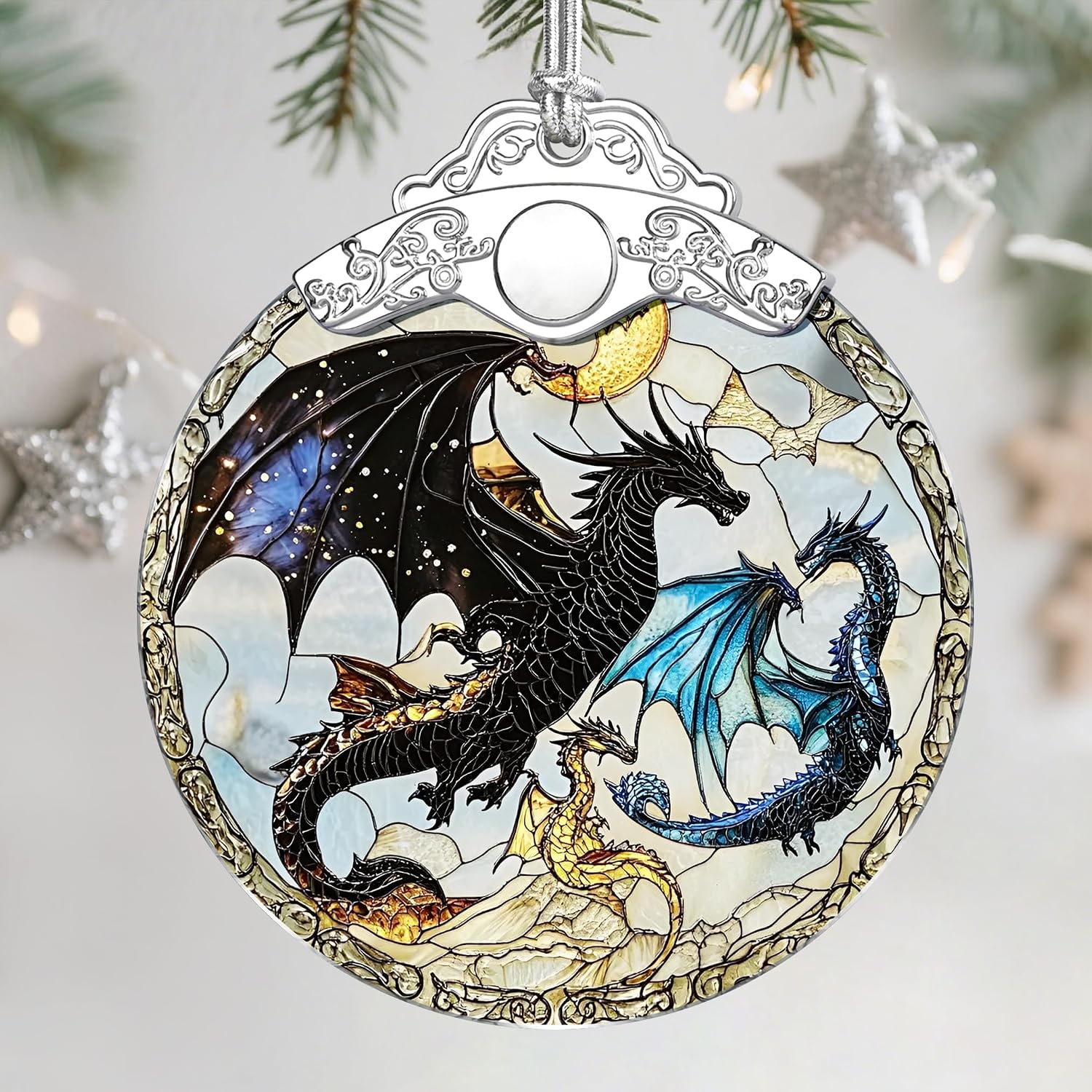 Dragon Stained Glass Ornament