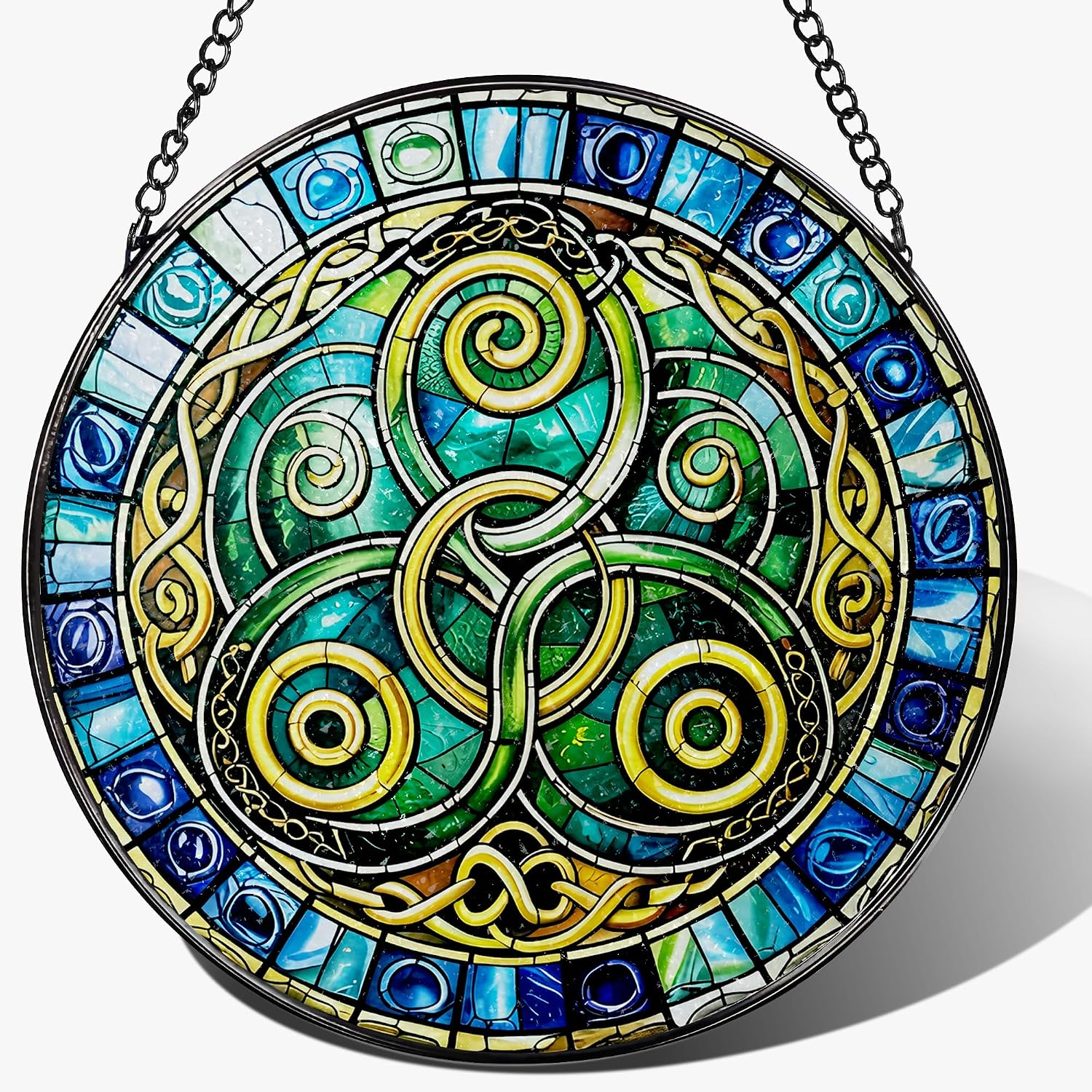 8-Inch Celtic Knot Stained Glass Suncatcher &amp; Ornament